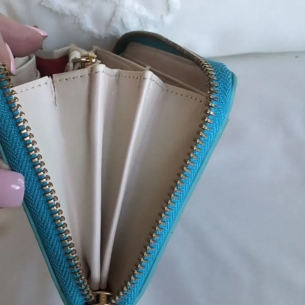 Kate Spade Turquoise Flame New York Moroccan Market Zip Around Wallet ♥️ NWOT